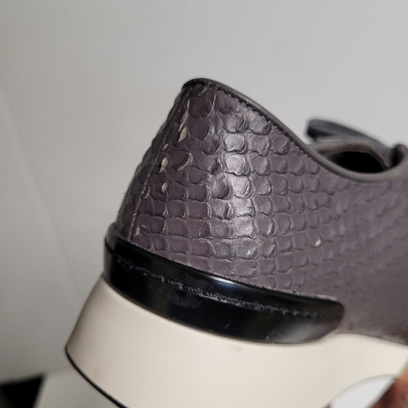 Vince Raynor Grey Python-print Leather Trainer Ceramic Lace Up Sneakers - Picture 7 of 10